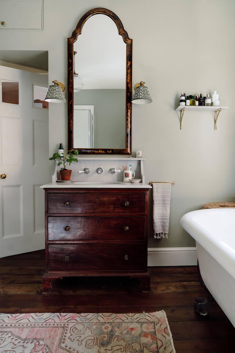 How to make a DIY bathroom vanity from an antique chest of drawers